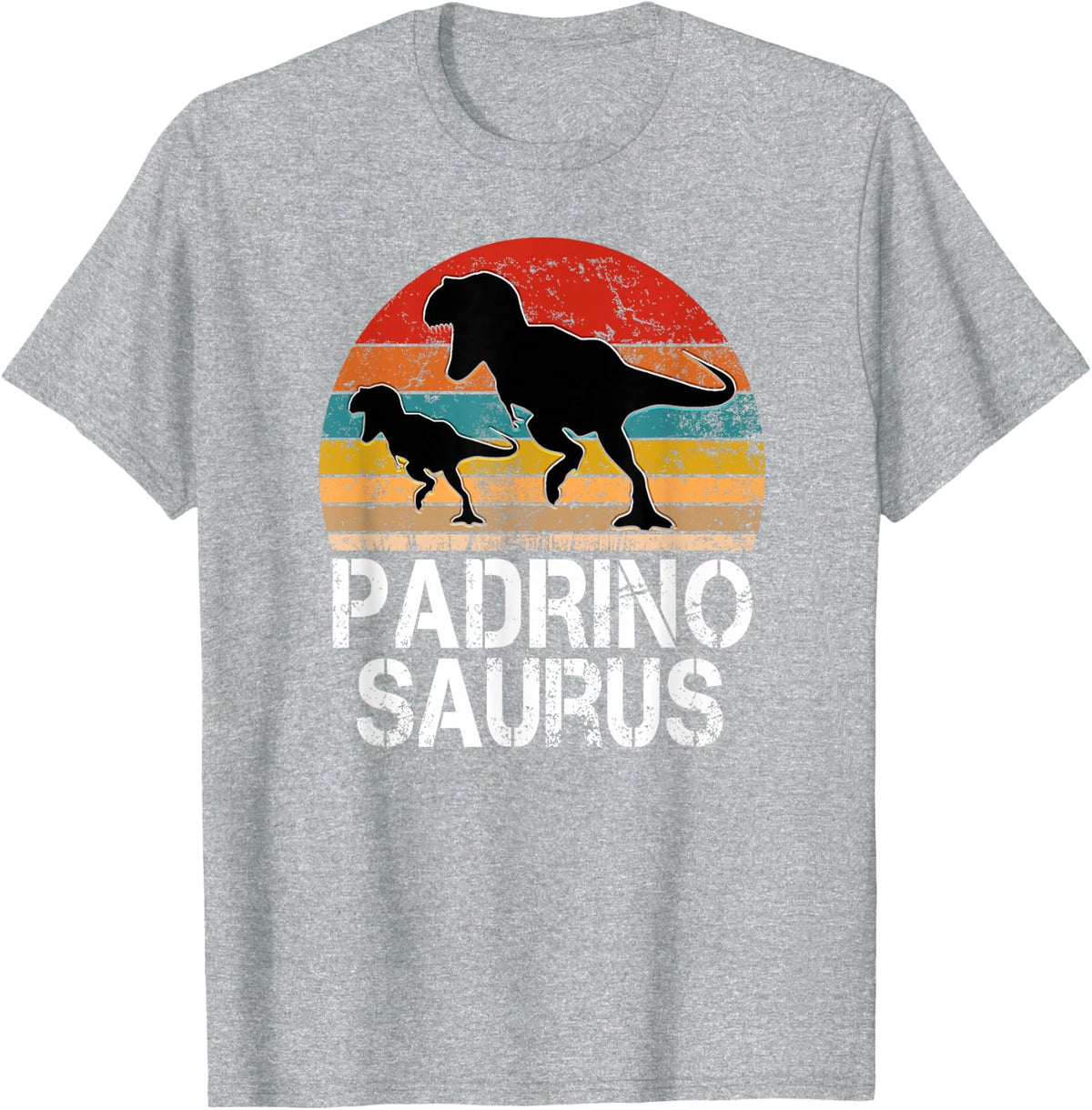 Padrinosaurus Funny Dinosaur Italian Godfather Vintage T-Shirt - Heather Grey
