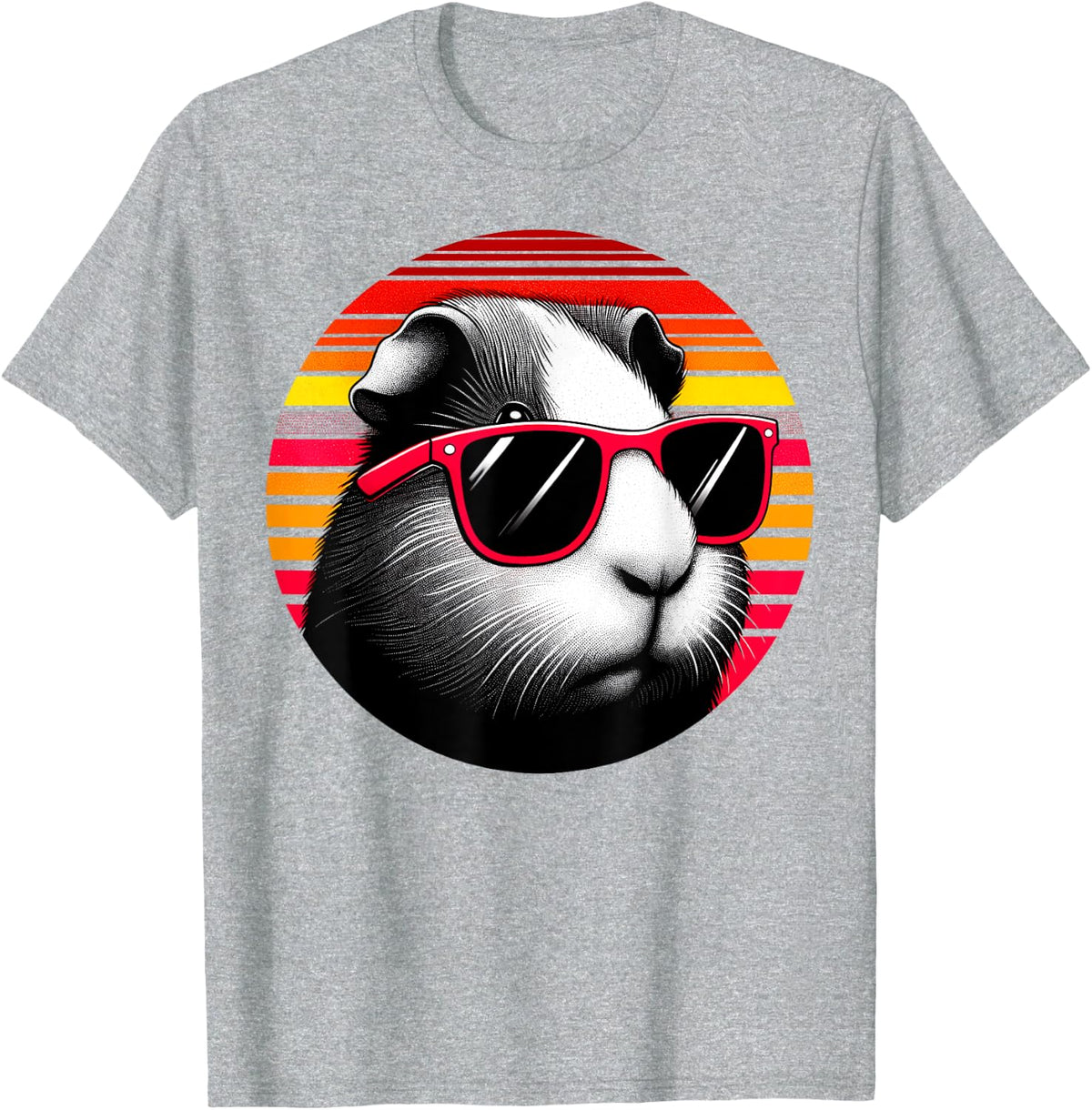 Guinea Pig Retro Vintage Sunset Animal Sunglasses 70s T-Shirt - Heather Grey