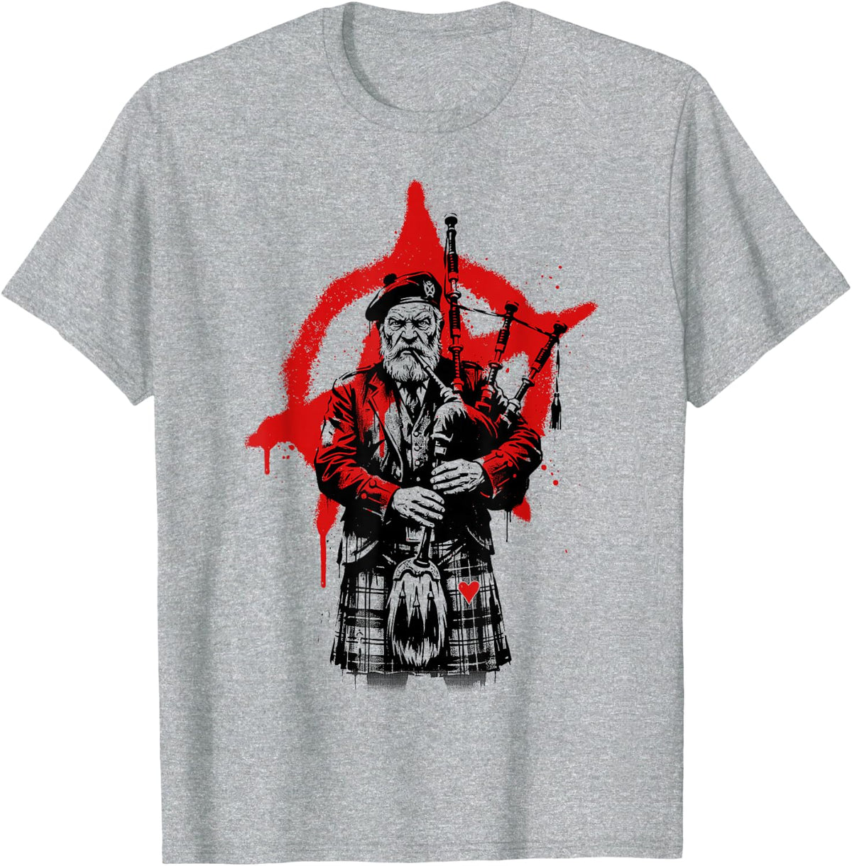 Bagpipes Bagpiper Bagpipe Player Scottish Scots Anarchy T-Shirt - Heather Grey