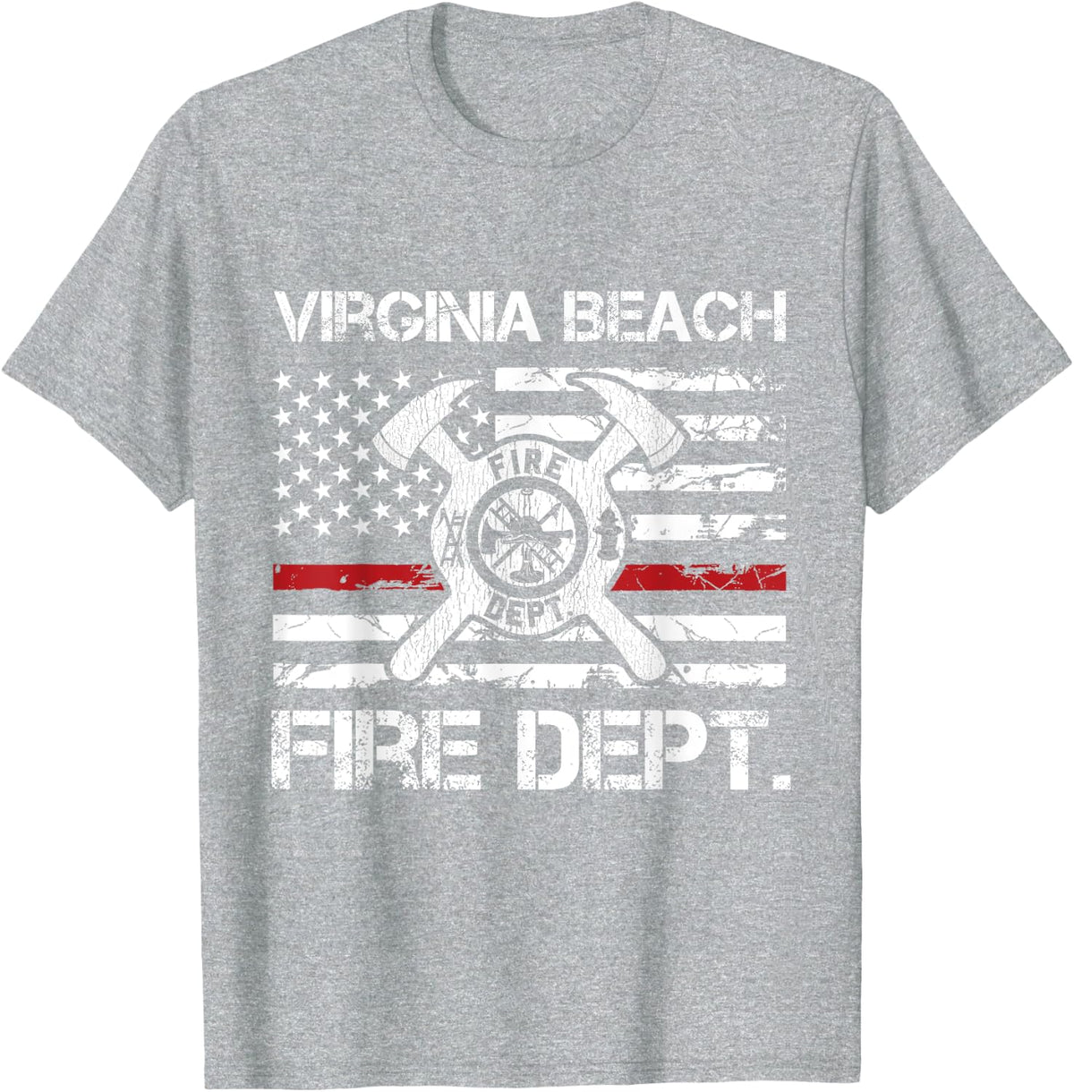 Virginia Beach Virginia Fire Department Thin Red Line T-Shirt - Heather Grey