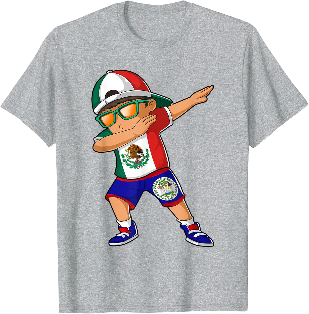 Half Mexican Half Belizean Boy Mexico Belize Flag T-Shirt - Heather Grey