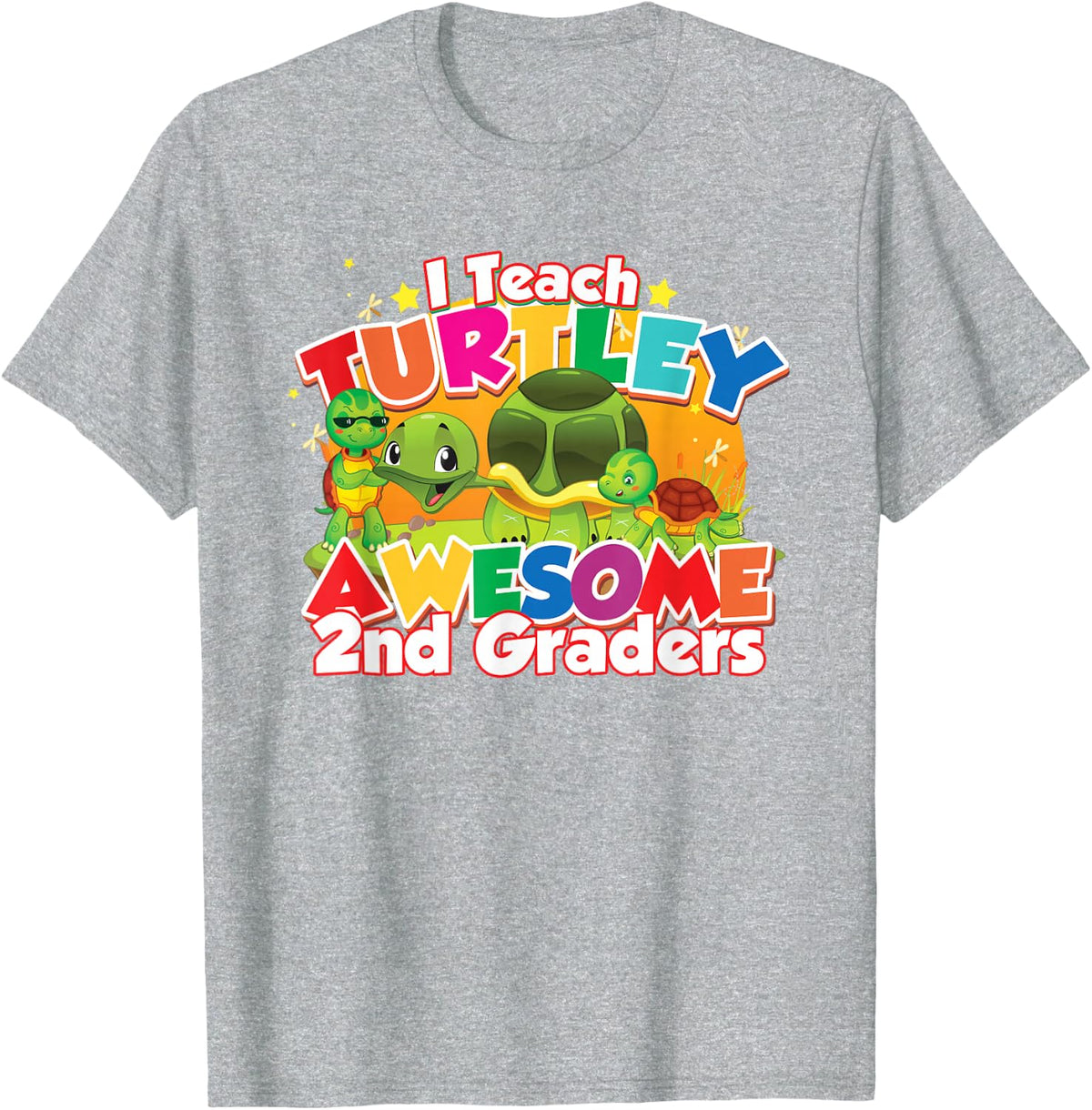 2nd Grade Teacher Turtle Turtley Awesome Back to School T-Shirt - Heather Grey
