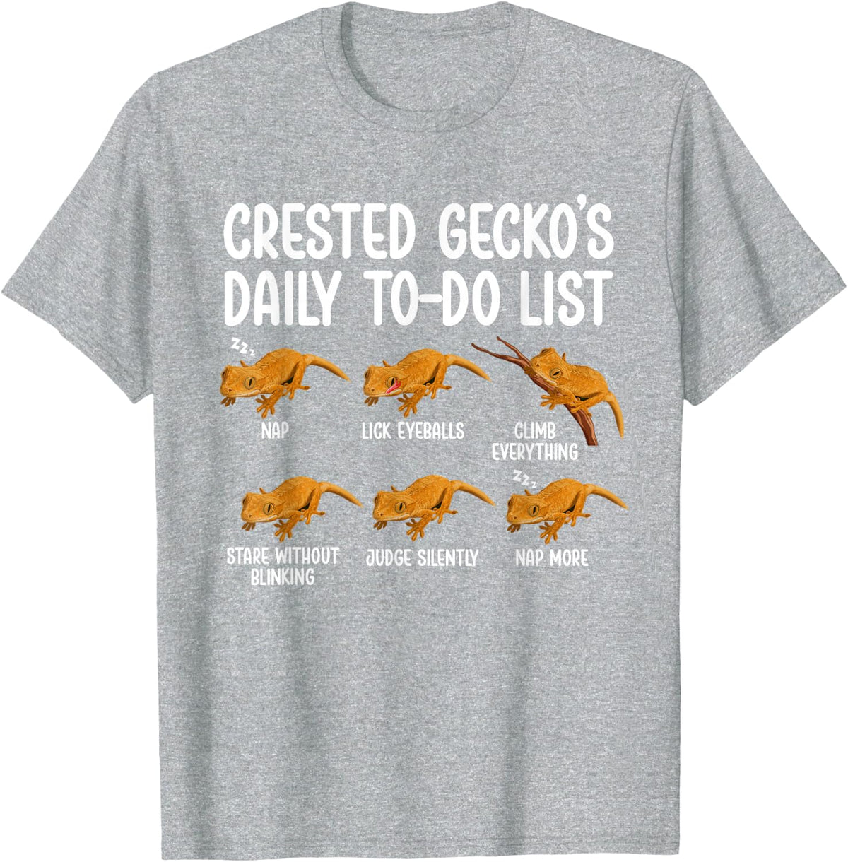 Crested Gecko's to Do List Tee Crestie Owner T-Shirt for Reptile Lovers - Heather Grey