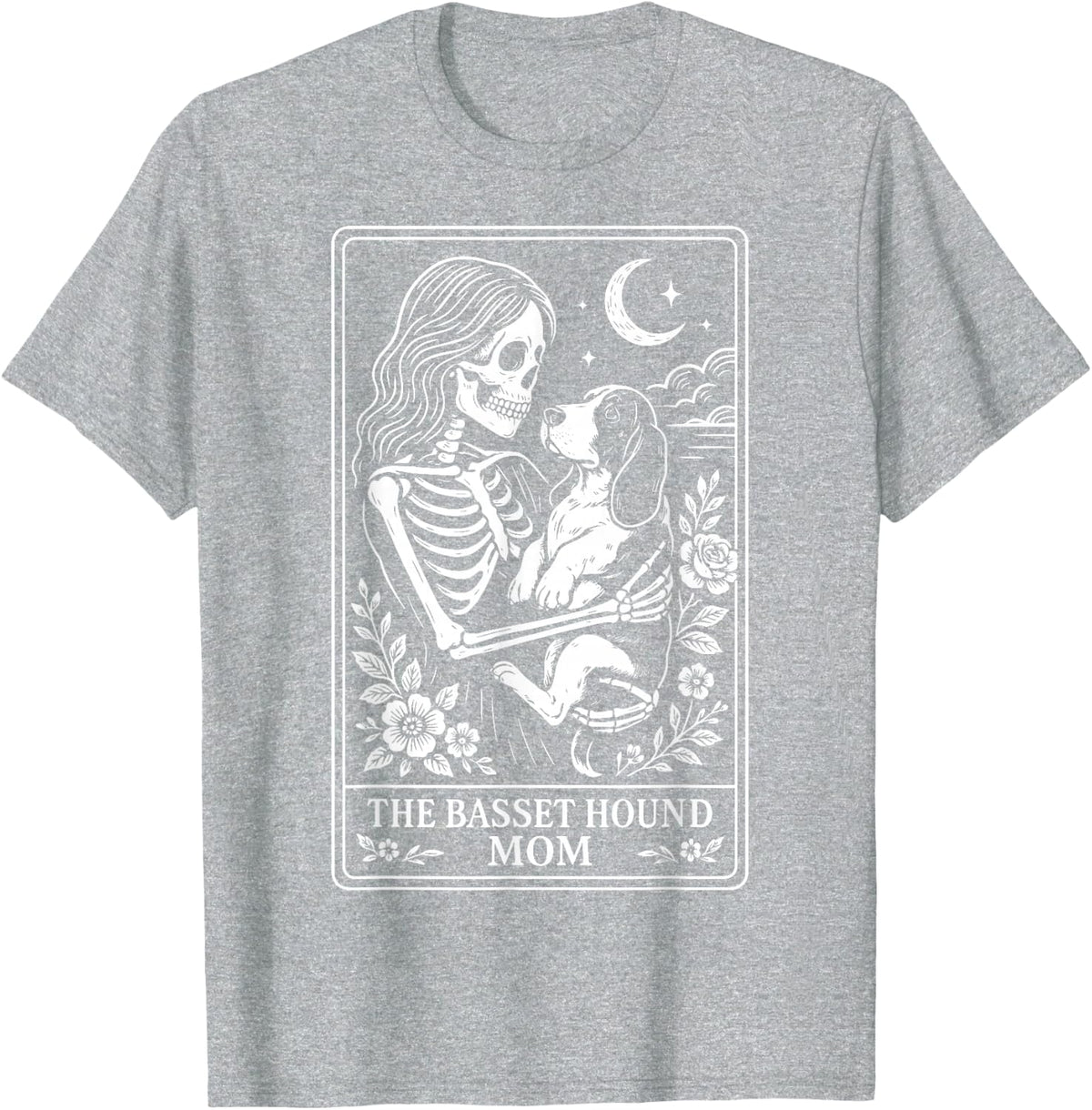The Basset Hound Mom Tarot Card T-Shirt - Heather Grey