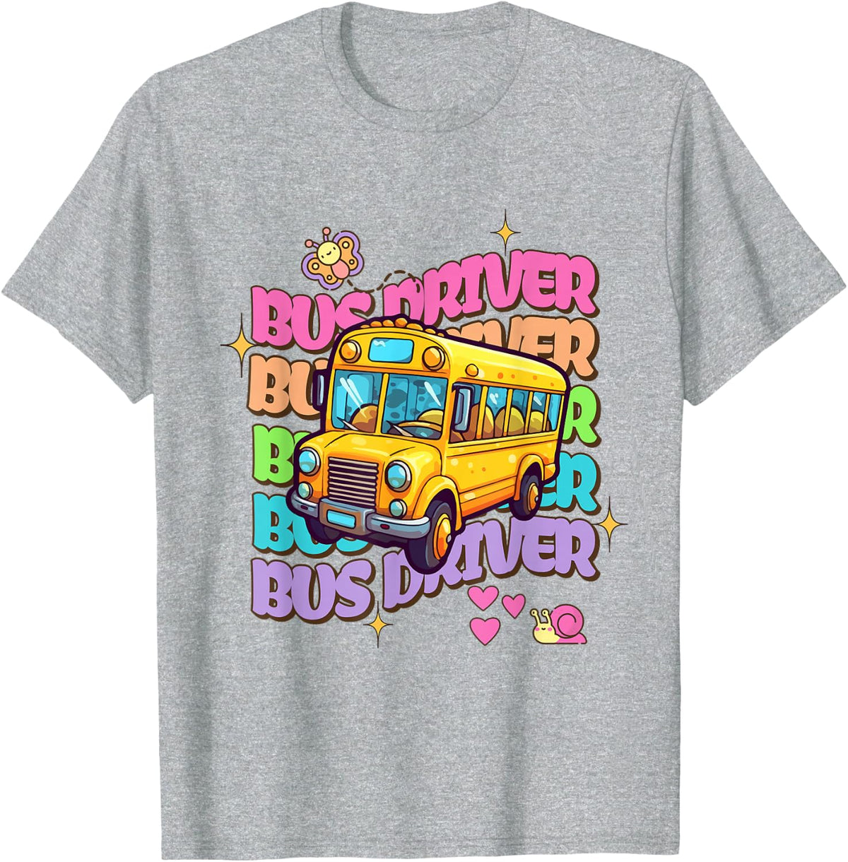 School Bus Driver Groovy Retro Back to School Tees T-Shirts for Men Women - Heather Grey