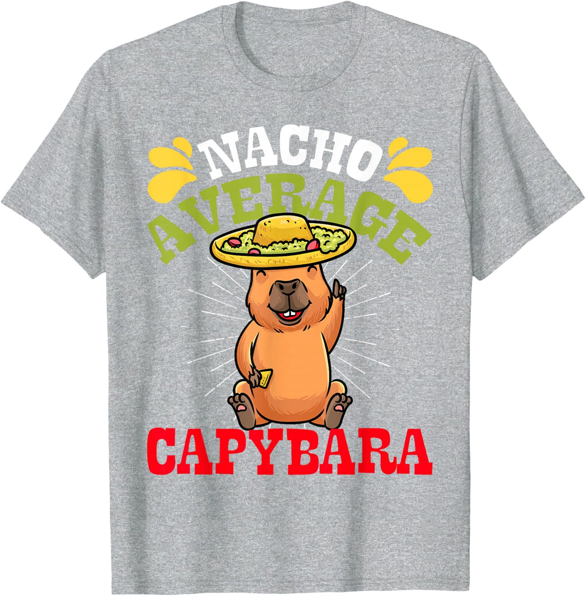 Nacho Average Capybara Cinco De Mayo Men Boys T-Shirt - Heather Grey