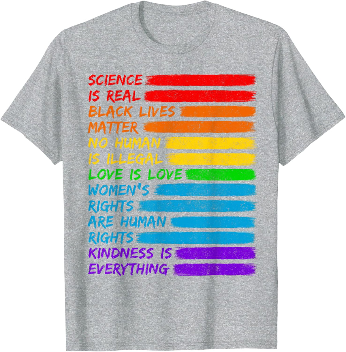 Science is Real Black Lives Matter Shirt LGBT Rainbow Flag T-Shirt - Heather Grey