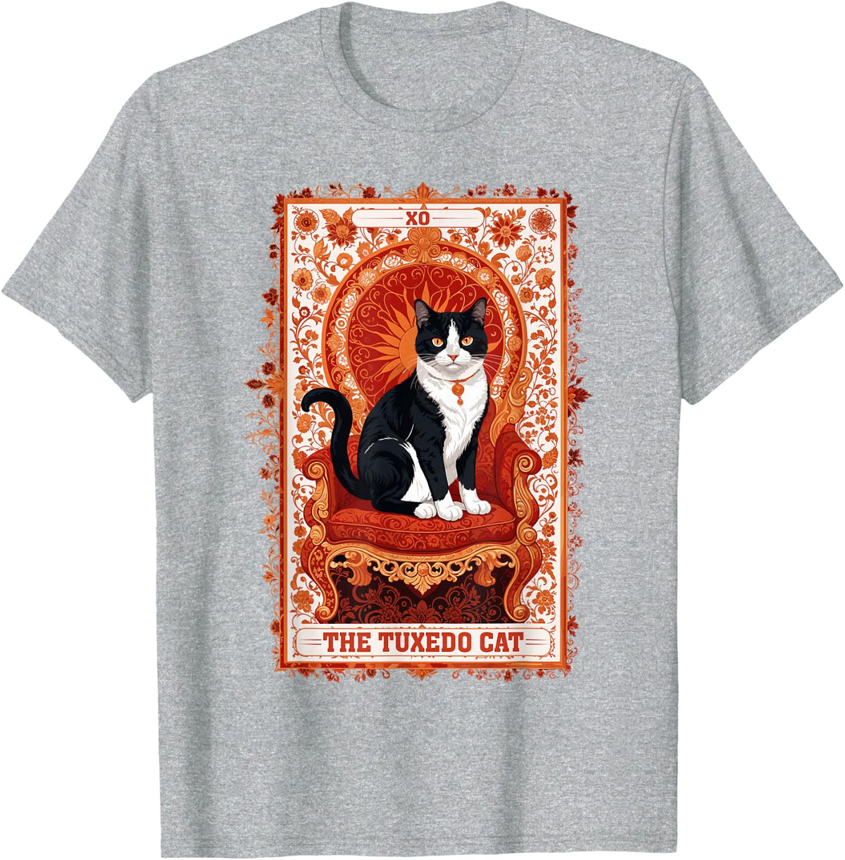 Tuxedo Cat Tarot Card Shirt Funny Tarot Reading Cat Lover T-Shirt - Heather Grey