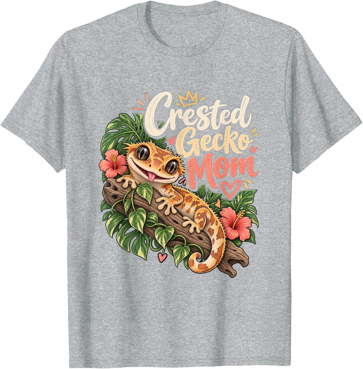Crested Gecko Mom – Proud Reptile Mama T-Shirt - Heather Grey