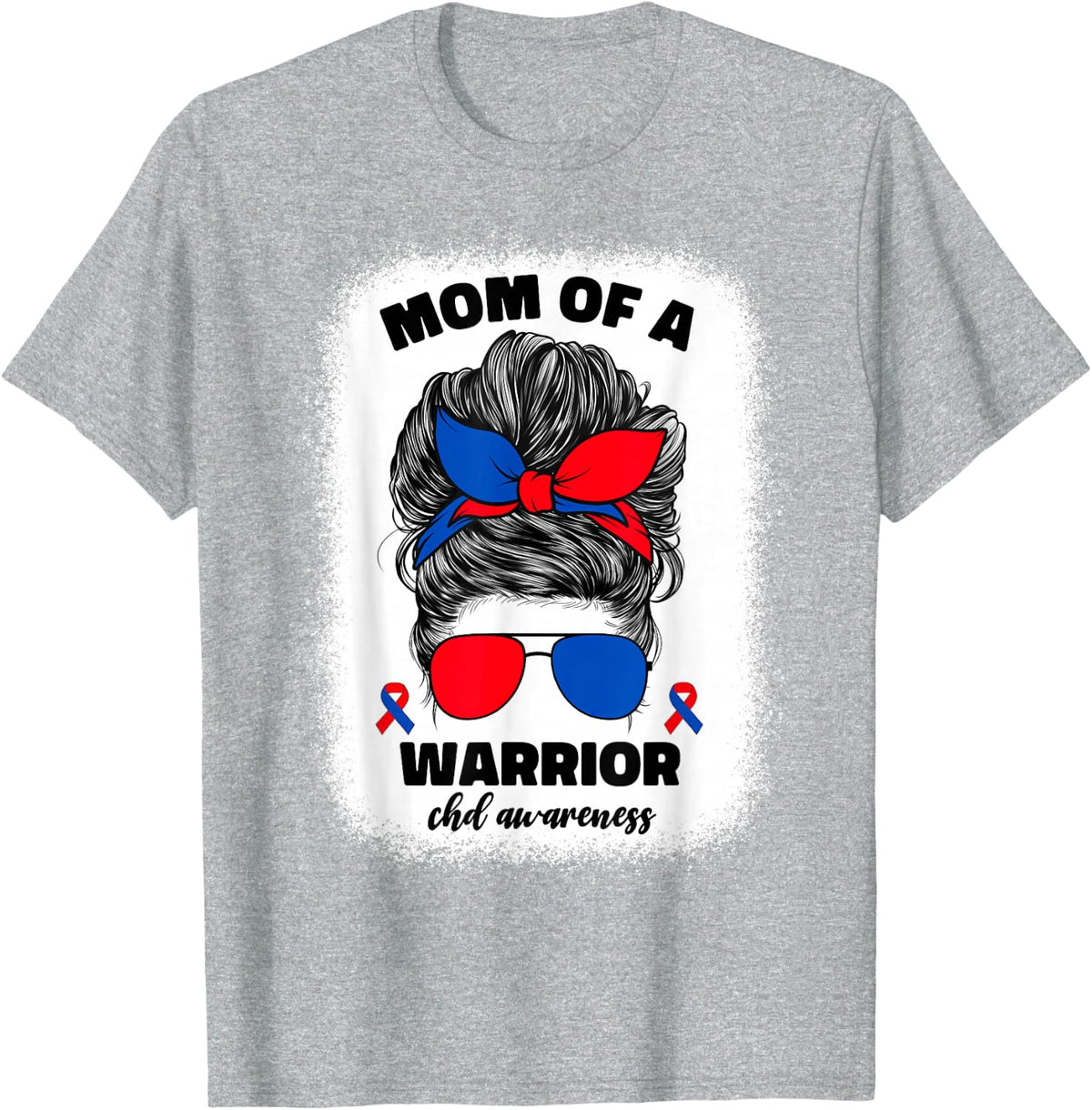 Mom of a Warrior CHD Congenital Heart Defect Awareness T-Shirt Tee for Women - Heather Grey