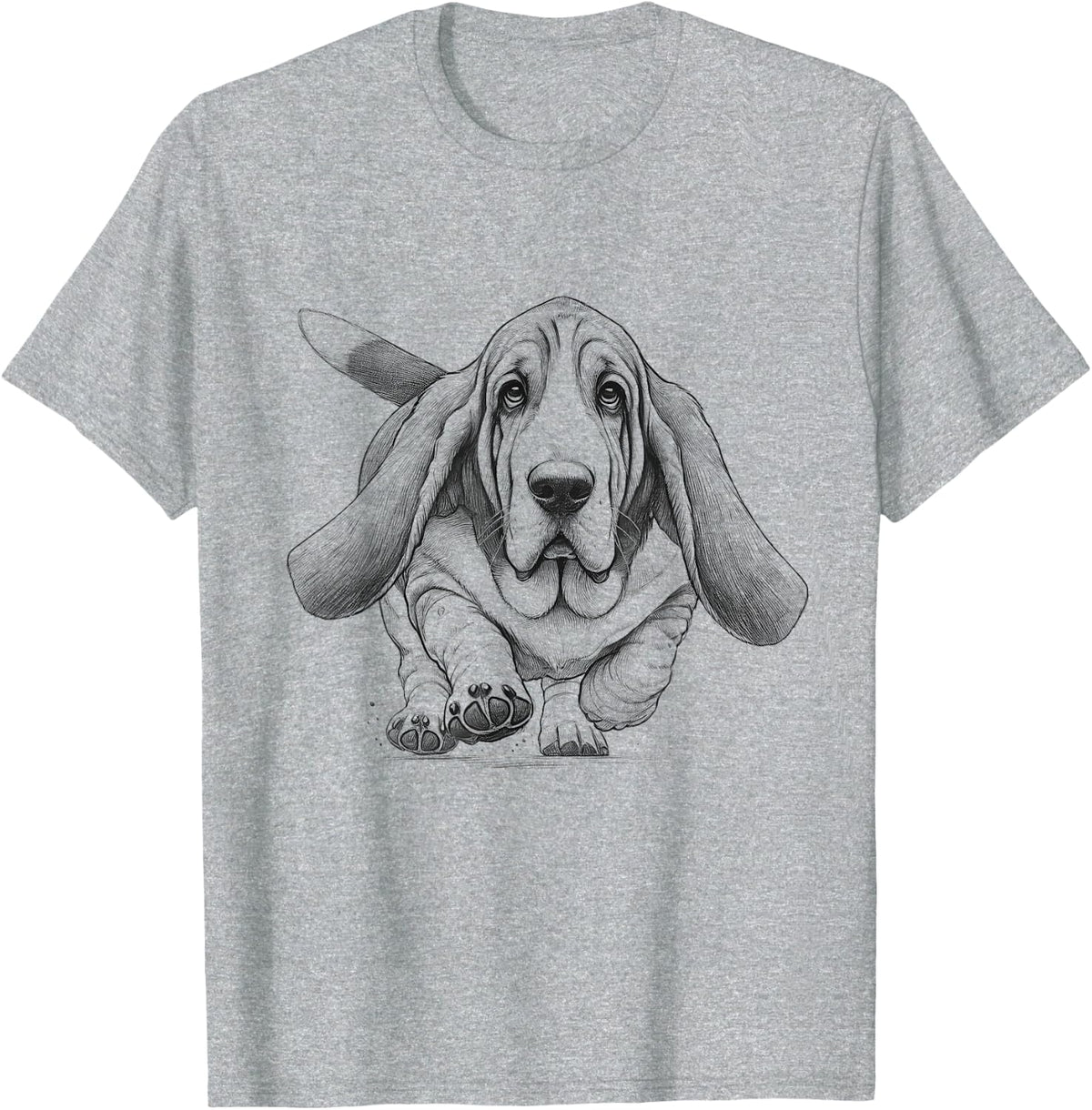Basset Hound Running Design For Dog Owner T-Shirt - Heather Grey