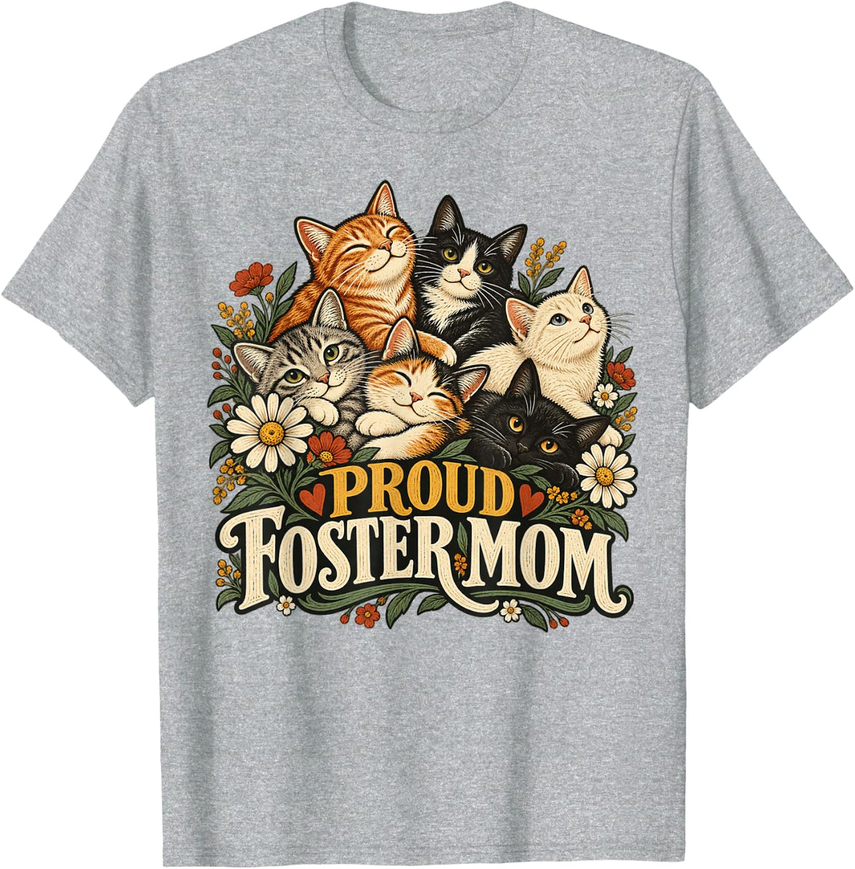 Foster Cat Adopt Proud Foster Mom T-Shirt - Heather Grey
