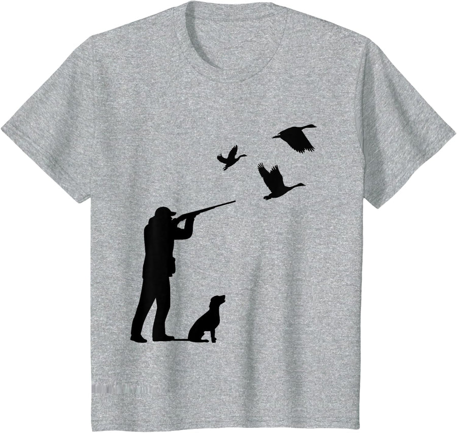 Goose Hunting Bird Men Hunter Dog T-Shirt - Heather Grey