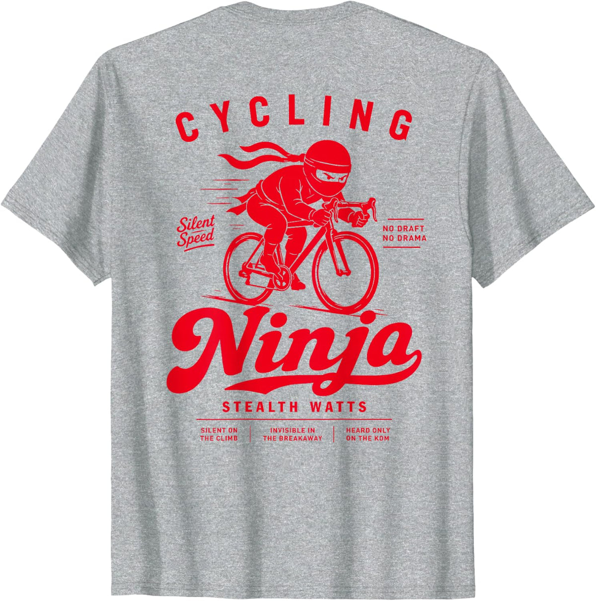 Cycling Ninja – Stealth Watts Funny Cyclist Design T-Shirt - Heather Grey